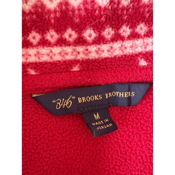 Brooks Brothers Quarter Zip Fleece Womens M Red Fair Isle Snowflake Sweatshirt - Picture 4 of 4